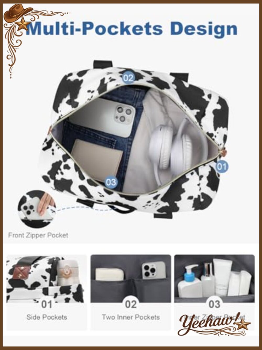 Travel Duffle Bag Waterproof Weekender Carry On Gym Bag for Women Men - Picture 4 of 7